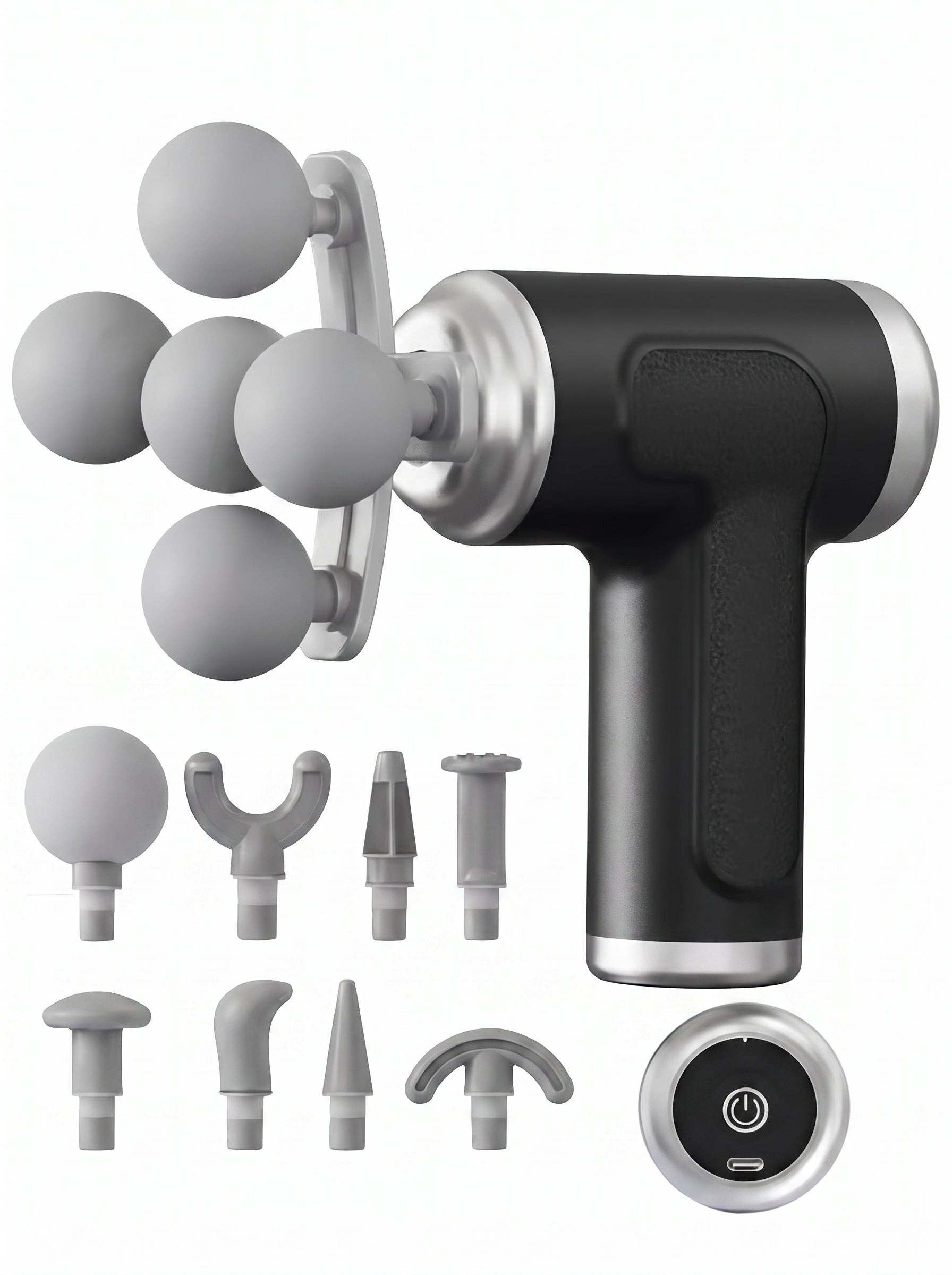Deep Tissue Massage Gun for Pain Relief, Muscle Recovery Percussion Massager with 5 Heads