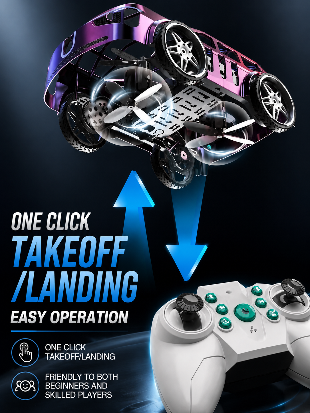 Remote Control Stunt Car Toy with LED Lights, 360